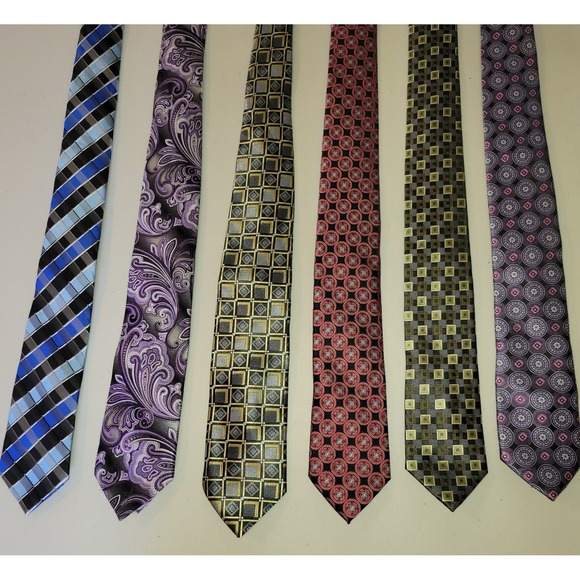 Alexander Julian Colours Mens Necktie Lot of 6 ~ Paisley Geometric Plaid - Picture 3 of 6